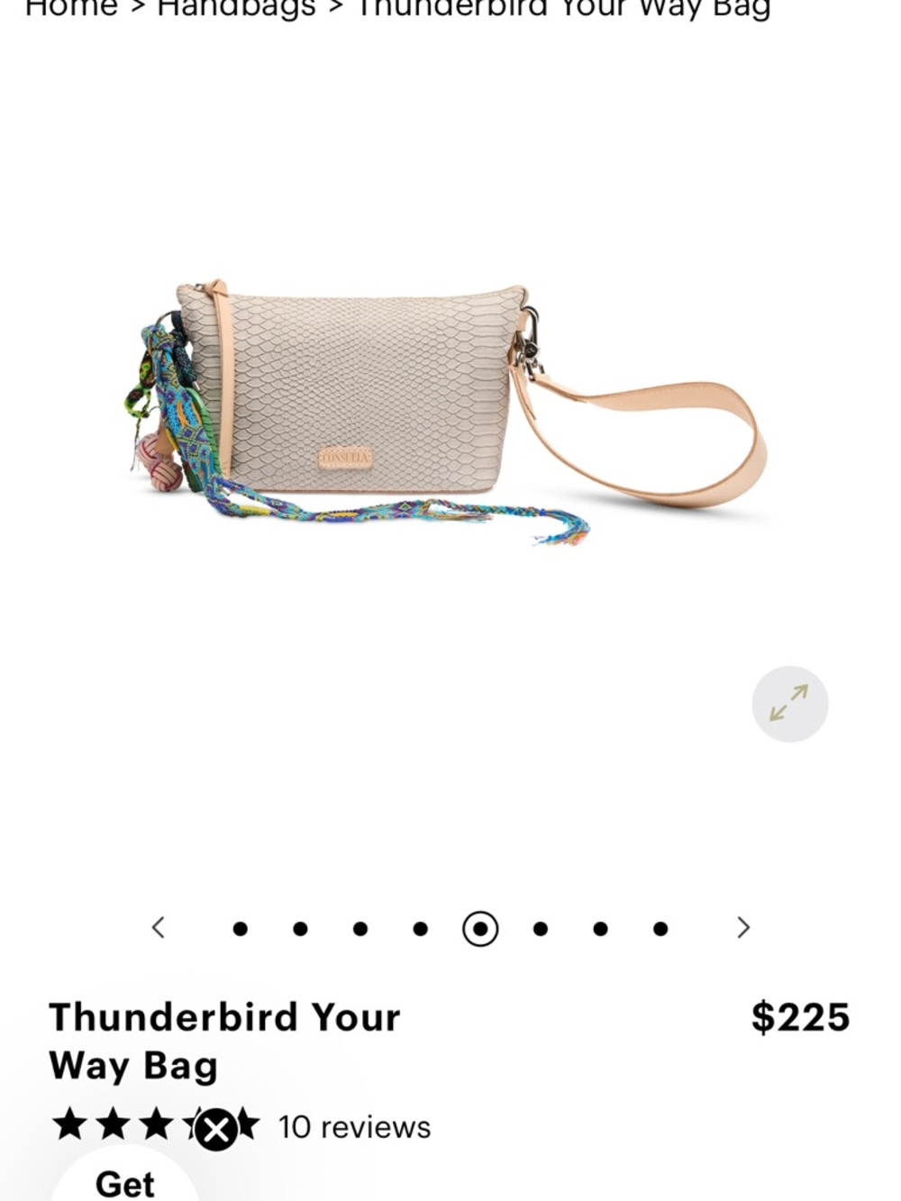 Consuela Brown Leather Shoulder Bag with Multicolor Strap Accent - Picture 4 of 6